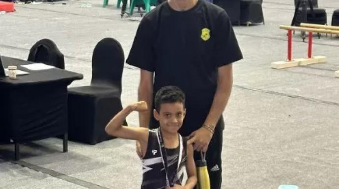 خالد إبراهيم عبدالنبي بطل كأس مصر في الجمباز تحت 7 سنوات