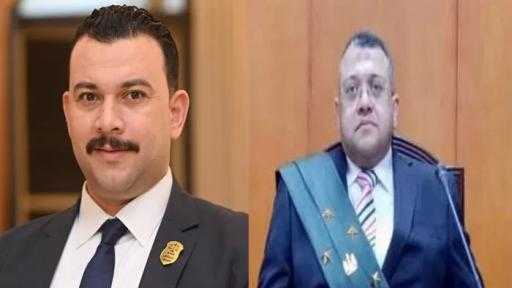 المستشار محمد صلاح يهنئ المستشار أمجد الحديدي بفوزه برئاسة نادي قضاة المنصورة