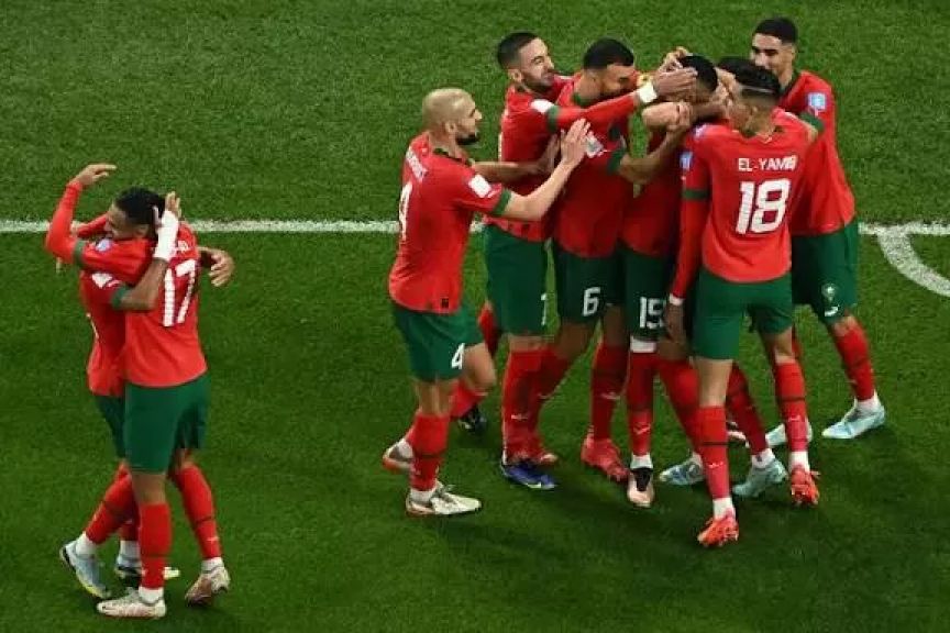 المنتخب المغربي خلال المباراة 