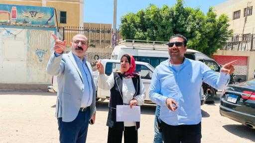 في إطار المتابعة المستمرة لملف عمارات بنزايون بمركز مطاي طاهر وطه فى زيارة للموقع .