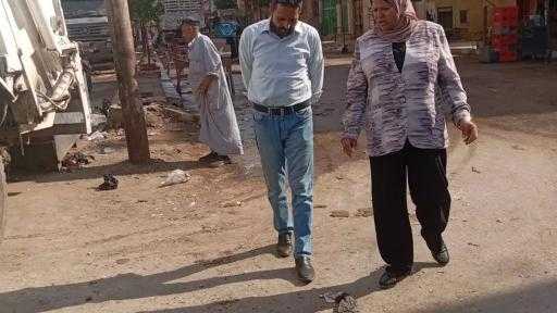 ”فى اول ايام عيد الاضحى المبارك ”رئيس المركز فى جولة لمتابعة رفع كفاءة منظومة النظافة بأحياء المدينة